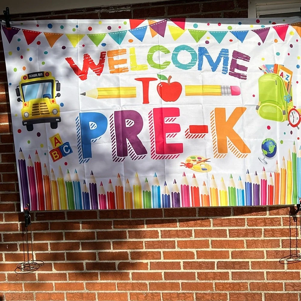 Welcome to Pre-K background,6 x 4, red, green, orange, yellow blue